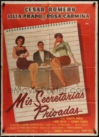 6g505 MIS SECRETARIAS PRIOADAS Mexican poster '59 great art of his private secretaries!