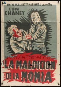 6g508 MUMMY'S CURSE export Mexican poster '44 great art of bandaged Lon Chaney Jr. menacing guy!