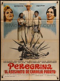 6g517 PEREGRINA Mexican poster '74 Mario Hernandez, wild art of man impaled on spikes!