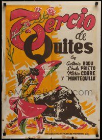 6g536 TERCIO DE QUITES export Mexican poster '51 wonderful Joseph art of matador & bull!