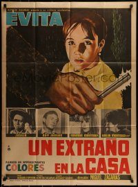 6g543 UN EXTRANO EN LA CASA Mexican poster '68 cool art and images from horror mystery thriller!