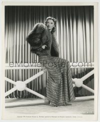 6h071 BARBARA STANWYCK 8.25x10 still '39 full-length in fur coat when making Remember the Night!