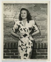 6h237 DEANNA DURBIN 8x10 still '44 smiling in pretty flower print dress from Christmas Holiday!