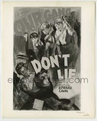 6h261 DON'T LIE 8x10.25 still '42 art of Spanky, Buckwheat, Froggy & Mickey with ape from 1-sheet!