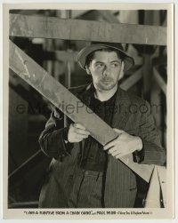 6h423 I AM A FUGITIVE FROM A CHAIN GANG 8x10 still '32 great close up of Paul Muni, crime classic!