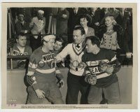 6h444 IT'S A PLEASURE 8x10.25 still '45 referee breaks up fight between hockey players by crowd!