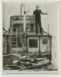 6h454 JAWS 8x10.25 still '75 Roy Scheider climbs up sinking fishing boat after shark attack!