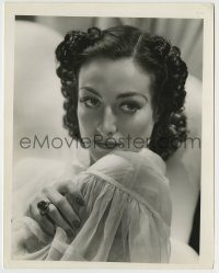 6h465 JOAN CRAWFORD 8x10.25 still '30s beautiful close portrait in sheer nightgown & cool ring!