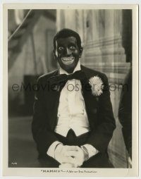 6h547 MAMMY 8x10.25 still '30 classic portrait of Al Jolson smiling in blackface & wearing tuxedo!