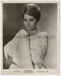 6h599 MILLIONAIRESS 8x10 still '60 great portrait of beautiful Sophia Loren in fur coat!