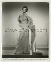 6h743 RITA HAYWORTH 8.25x10 still '57 full-length with bare shoulders & fur from Pal Joey!