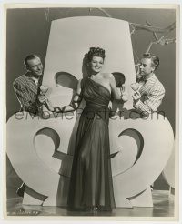 6h904 TONIGHT & EVERY NIGHT 7.75x9.75 still '44 sexy Rita Hayworth between two suitors by Coburn!
