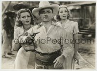 6h905 TORRID ZONE 7x9.5 still '40 James Cagney with gun protects Ann Sheridan & Helen Vinson!