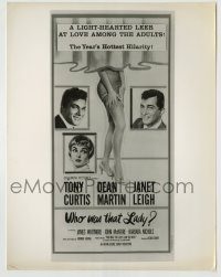 6h962 WHO WAS THAT LADY 8x10.25 still '60 Tony Curtis, Dean Martin & Janet Leigh on the 3-sheet!