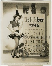 6h475 JOAN LORRING 8x10.25 still '46 in sexy Halloween calendar girl costume w/ fishnet stockings!