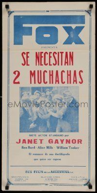 6j218 2 GIRLS WANTED Argentinean '27 completely different image of Janet Gaynor, cast!