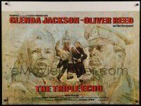 6j158 TRIPLE ECHO British quad '75 Glenda Jackson, Oliver Reed, art by M. Piotrowski!