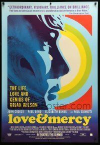 6j075 LOVE & MERCY advance Canadian 1sh '15 Cusack as older Brian Wilson, Dano as the younger!