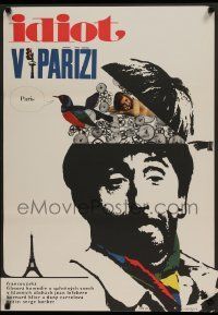 6j285 IDIOT IN PARIS Czech 23x32 '69 Serge Korber, Vaca art of guy with much on his mind!