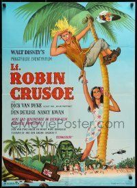 6j192 LT. ROBIN CRUSOE, U.S.N. Danish '66 Disney, cool art of Dick Van Dyke w/Nancy Kwan!