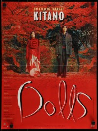 6j579 DOLLS French 16x21 '02 Takeshi Kitano, Miho Kanno, great image of red trees!