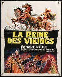 6j662 VIKING QUEEN French 18x22 '67 Don Murray, Grinsson art of Carita w/sword & chariot!