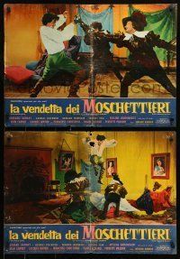 6j091 VENGEANCE OF THE THREE MUSKETEERS set of 9 Italian 19x27 pbustas '62 Les Trois Mosquetaires