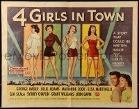 6k004 4 GIRLS IN TOWN style A 1/2sh '56 Julie Adams, Marianne Cook, Elsa Martinelli & Gia Scala!