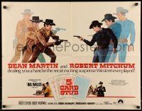 6k005 5 CARD STUD 1/2sh '68 Dean Martin & Robert Mitchum play poker & point guns at each other!