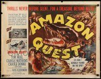 6k014 AMAZON QUEST 1/2sh '49 great artwork images of Tom Neal in a frightening jungle manhunt!