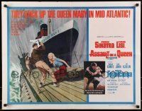 6k027 ASSAULT ON A QUEEN 1/2sh '66 art of Frank Sinatra w/pistol & sexy Virna Lisi on submarine!
