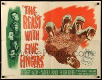 6k034 BEAST WITH FIVE FINGERS 1/2sh '47 Peter Lorre, Robert Alda, Andrea King, cool hand art, rare
