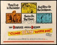 6k080 COME SPY WITH ME 1/2sh '67 Troy Donahue spy spoof, Andrea Dromm, they blow up the Caribbean!
