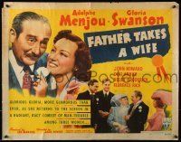 6k132 FATHER TAKES A WIFE style A 1/2sh '41 great close up of Gloria Swanson & Adolphe Menjou!