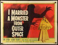 6k197 I MARRIED A MONSTER FROM OUTER SPACE 1/2sh '58 great image of Gloria Talbott & alien shadow!