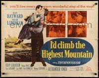 6k198 I'D CLIMB THE HIGHEST MOUNTAIN 1/2sh '51 art of Susan Hayward holding William Lundigan on bed!