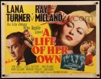 6k245 LIFE OF HER OWN style A 1/2sh '50 image of sexy Lana Turner, plus Ray Milland!