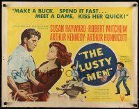 6k257 LUSTY MEN style A 1/2sh '52 Robert Mitchum with sexy Susan Hayward & riding bull!