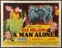 6k264 MAN ALONE style A 1/2sh '55 art of star & director Ray Milland, lynch mob!