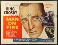 6k269 MAN ON FIRE style B 1/2sh '57 huge head shot of Bing Crosby, who wants to keep his child!