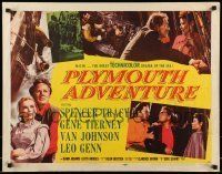 6k335 PLYMOUTH ADVENTURE style A 1/2sh '52 Spencer Tracy, Gene Tierney, cool art of ship at sea!