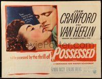 6k339 POSSESSED style B 1/2sh '47 great romantic close image of Joan Crawford & Van Heflin!
