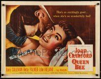 6k354 QUEEN BEE style A 1/2sh '55 c/u of sexy Joan Crawford being kissed by Barry Sullivan!