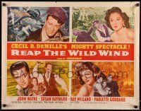 6k359 REAP THE WILD WIND style B 1/2sh R54 John Wayne, Milland, Paulette Goddard, Susan Hayward!