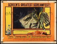6k364 REVENGE OF FRANKENSTEIN 1/2sh '58 Peter Cushing in the greatest horrorama, cool monster art!