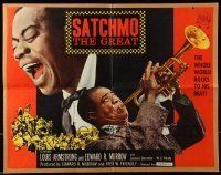 6k380 SATCHMO THE GREAT 1/2sh '57 wonderful image of Louis Armstrong playing his trumpet & singing