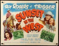 6k419 SUNSET IN THE WEST style B 1/2sh R56 great artwork of Roy Rogers King of the Cowboys & Trigger
