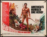 6k428 TARZAN & THE GREAT RIVER 1/2sh '67 art of Mike Henry in the title role w/sexy Diana Millay!