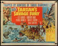 6k435 TARZAN'S SAVAGE FURY style B 1/2sh '52 art of Lex Barker & Dorothy Hart, Edgar Rice Burroughs