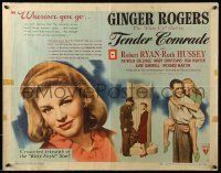 6k437 TENDER COMRADE style B 1/2sh '44 romantic art of pretty Ginger Rogers & Robert Ryan!